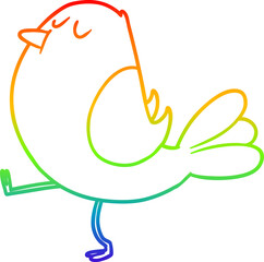 rainbow gradient line drawing of a cartoon bird
