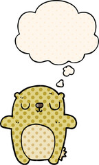 cartoon bear with thought bubble in comic book style