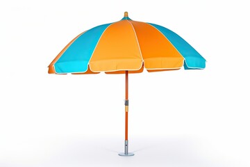 Multicolored beach umbrella on a white background, layout, professional photo