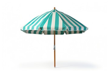 Green beach umbrella on a white background, layout, professional photo
