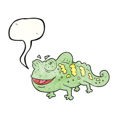 freehand speech bubble textured cartoon chameleon