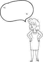 freehand drawn speech bubble cartoon annoyed woman