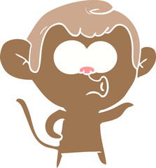 flat color style cartoon hooting monkey