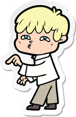 sticker of a cartoon curious man