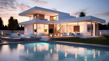 Fototapeta premium Villa with pool for relaxation