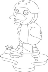 Duck Inline skating Roller skates Sports Animal Vector Graphic Art Illustration