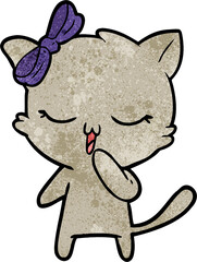 cartoon cat with bow on head