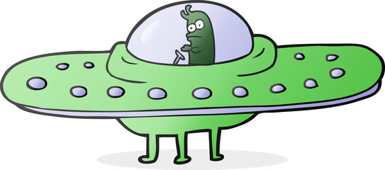 freehand drawn cartoon ufo