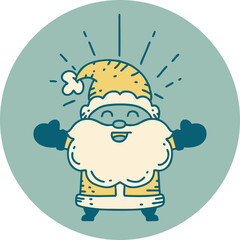 icon of a tattoo style happy santa claus christmas character