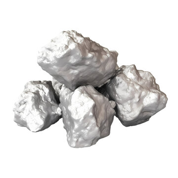 Silver nugget isolated on transparent background