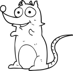 freehand drawn black and white cartoon mouse