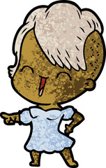 happy cartoon hipster girl