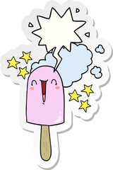 cute cartoon ice lolly with speech bubble sticker
