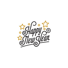 Happy New Year Letter. Holiday greeting card. Calligraphy text vector illustration template