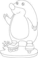 Mole Inline skating Roller skates Sports Animal Vector Graphic Art Illustration