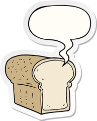 cartoon loaf of bread with speech bubble sticker