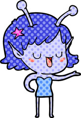happy alien girl cartoon laughing