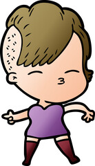 cartoon squinting girl