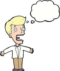 cartoon screaming man with thought bubble