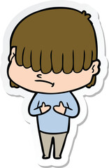 sticker of a cartoon boy with untidy hair