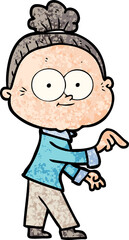 cartoon happy old woman