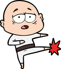 cartoon tired bald man