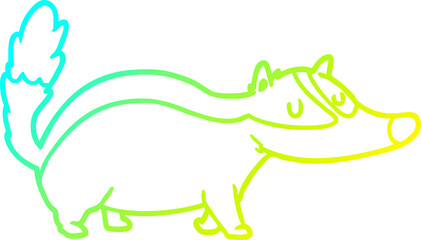 cold gradient line drawing of a cartoon badger