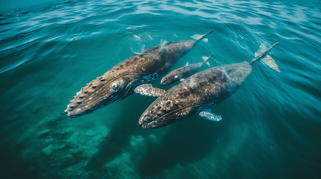Vista a&eacute;rea de una pareja de ballenas