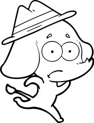 cartoon unsure elephant running away