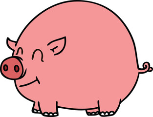 hand drawn quirky cartoon pig