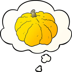 cartoon squash with thought bubble in smooth gradient style