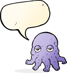 cartoon alien squid face with speech bubble