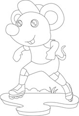 Mouse Inline skating Roller skates Sports Animal Vector Graphic Art Illustration