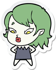 sticker of a cute cartoon vampire girl