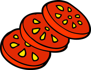 cartoon doodle sliced tomato