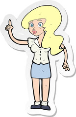 sticker of a cartoon pretty woman with idea