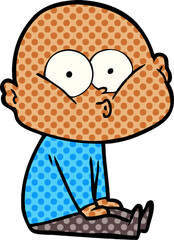 cartoon bald man staring