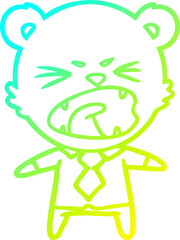 cold gradient line drawing of a angry cartoon bear