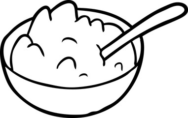 line drawing of a bowl of porridge