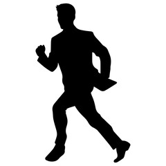 Business man Run Pose vector silhouette, a business man run for office time, fast run vector
