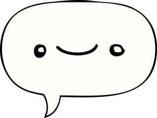 happy cartoon face with speech bubble