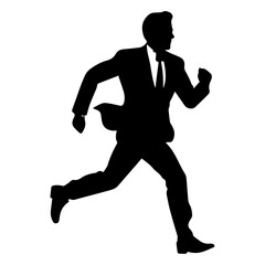 Fototapeta na wymiar Business man Run Pose vector silhouette, a business man run for office time, fast run vector