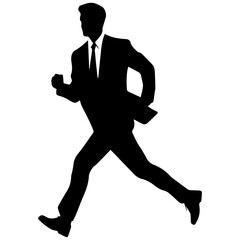 Business man Run Pose vector silhouette, a business man run for office time, fast run vector