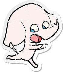 distressed sticker of a cute cartoon elephant