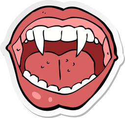 sticker of a cartoon vampire mouth