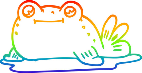 rainbow gradient line drawing of a cartoon fish