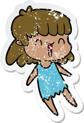 distressed sticker of a cartoon woman