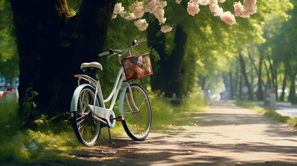 Fototapeta premium bicycle in fresh summer park.