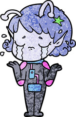cartoon crying alien girl