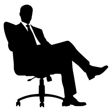 A Professional business man sitting on chair vector silhouette, business man sitting on chair vector